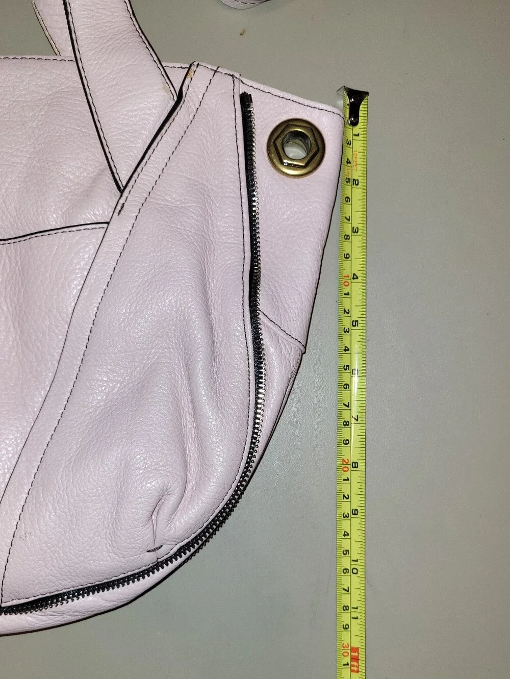 Oryany Blush Leather Shoulder Bag with Gold Turn-Lock Top Zip Bag.